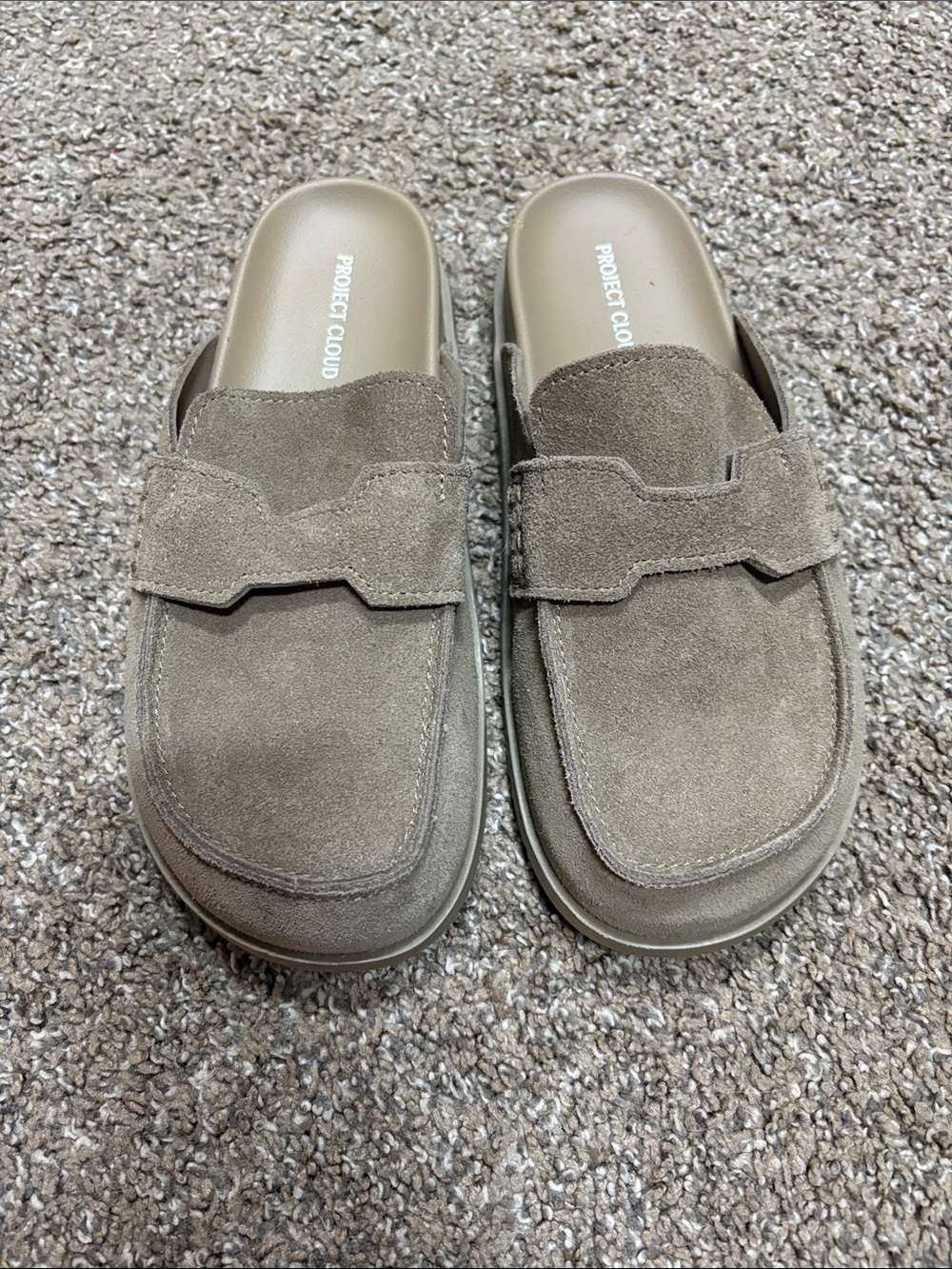 NEW Project Cloud Suede Backless Loafers in Taupe